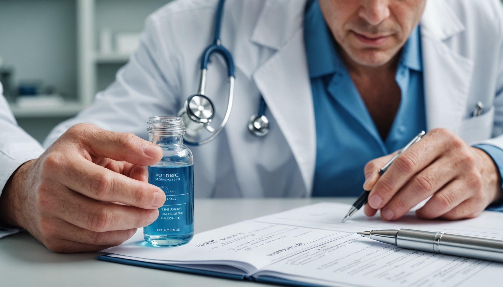 Doctor explaining myths and facts about potency enhancers and erectile health to a patient